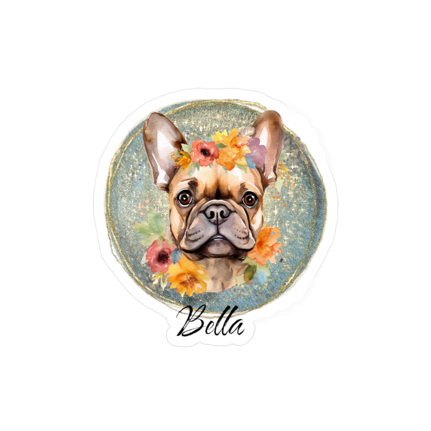 Flower French Bulldog Vinyl Sticker