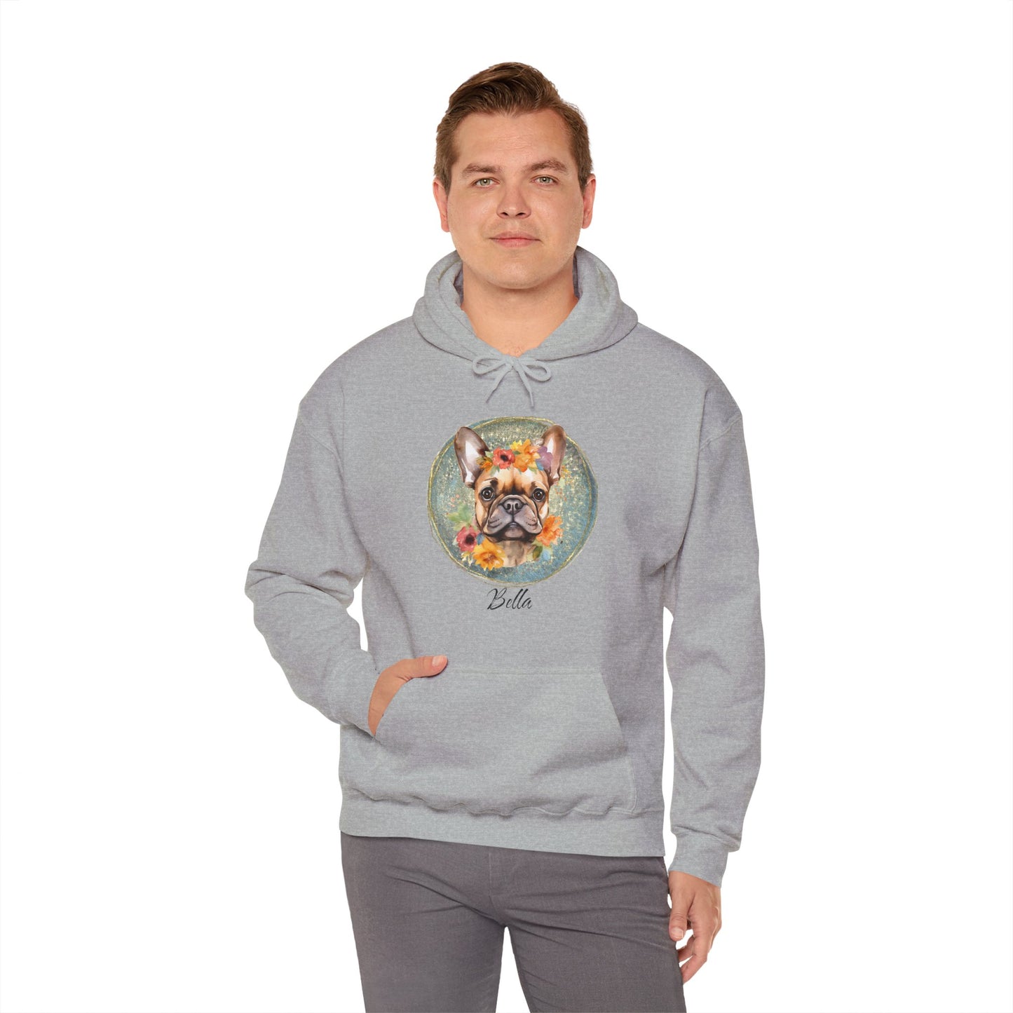 Flower French Bulldog Hoodie - Blue Customizable
