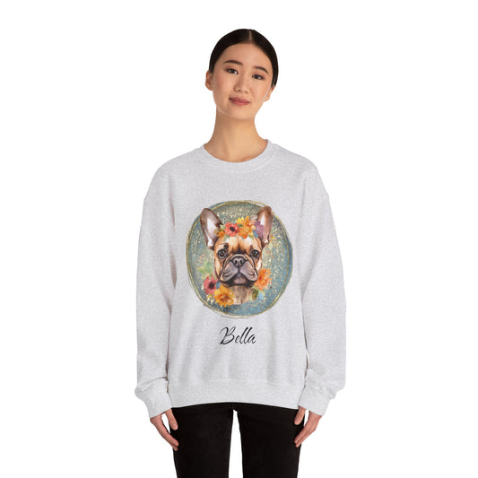 Flower French Bulldog Sweatshirt - Blue Customizable