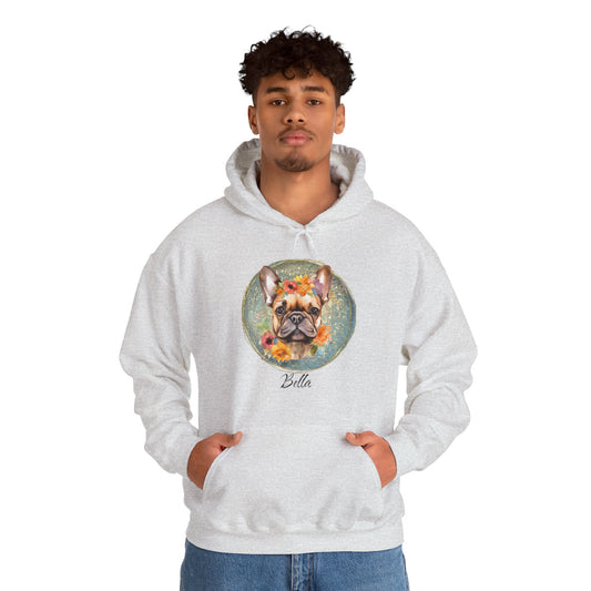 Flower French Bulldog Hoodie - Blue Customizable