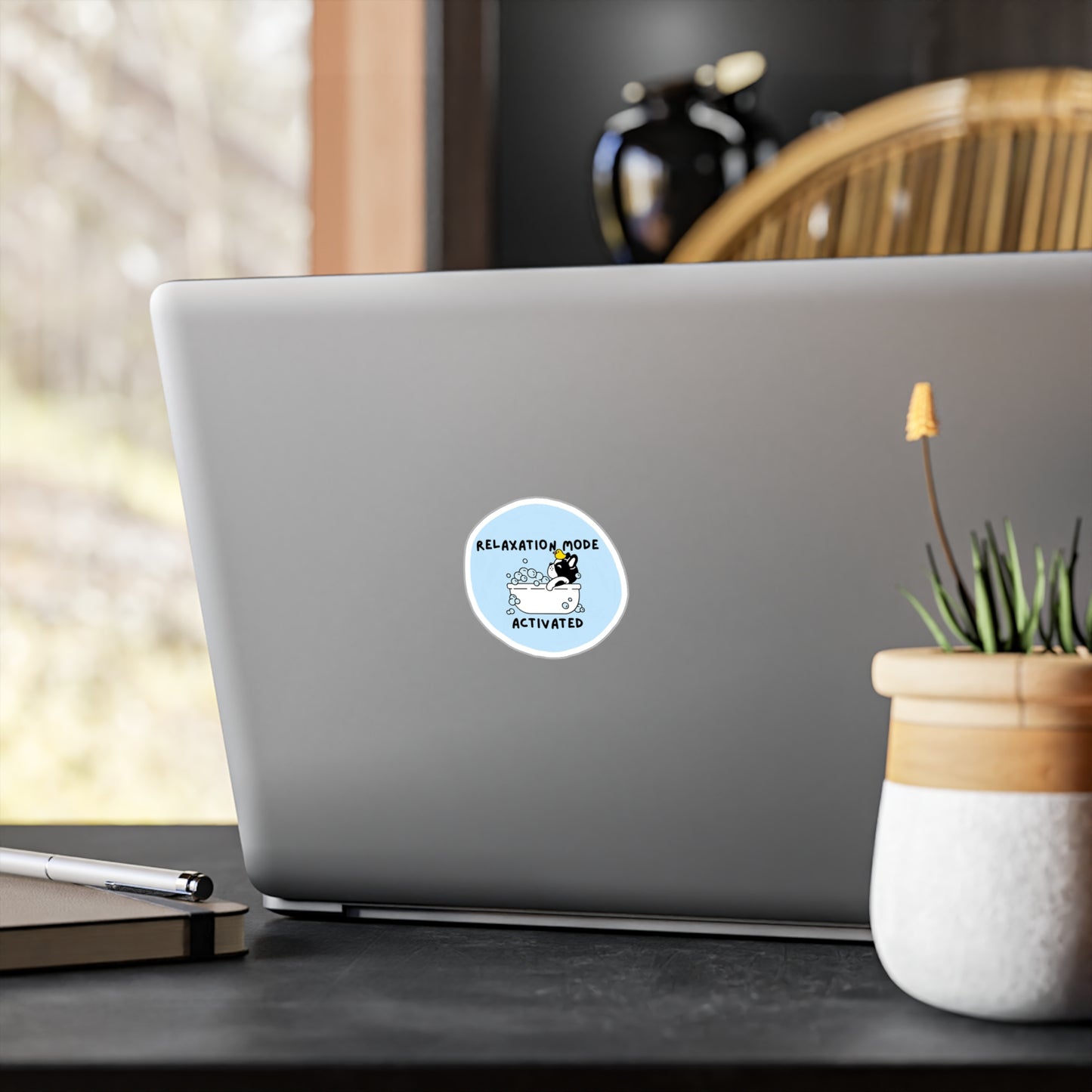 Relaxation Mode French Bulldog Vinyl Stickers