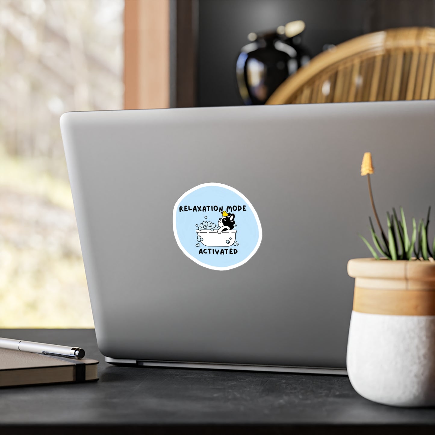 Relaxation Mode French Bulldog Vinyl Stickers