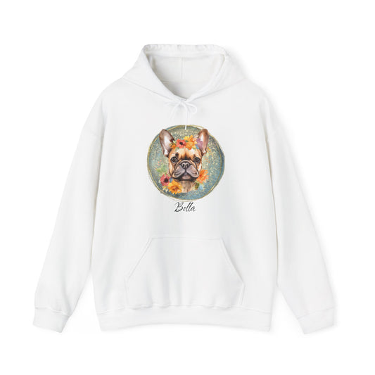 Flower French Bulldog Hoodie - Blue Customizable