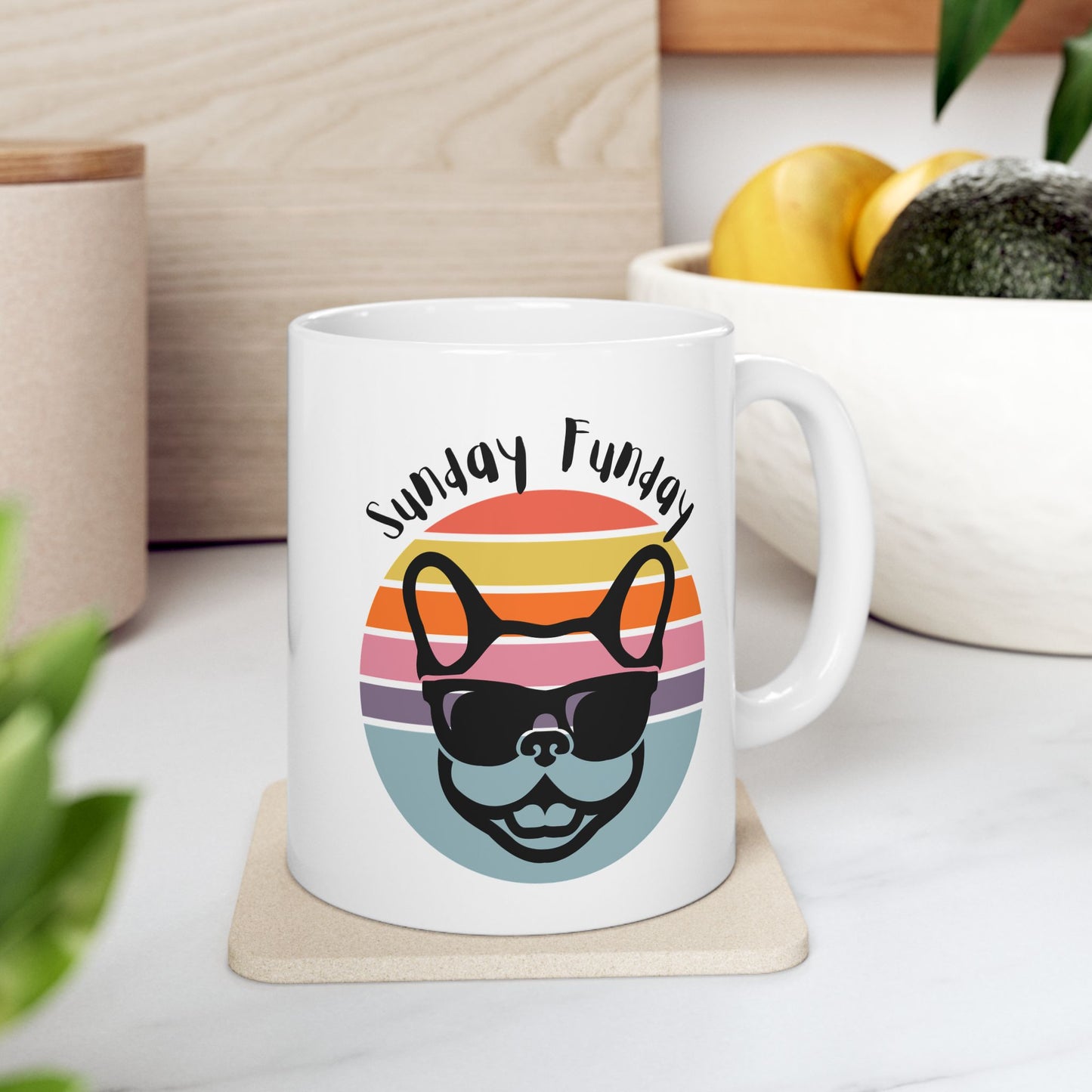 Sunday Funday French Bulldog Mug - Bright